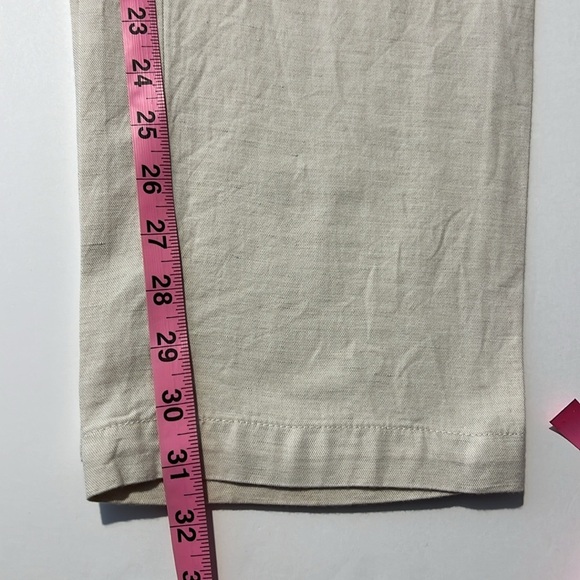UNIQLO Womens Cotton Linen Blend Crème High Rise Pants Size Large - Picture 10 of 11